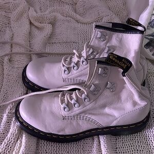 Dr. Martens White Leather Combat Boots
